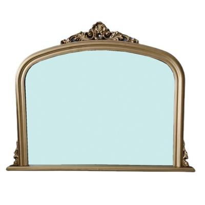 China Traditional European Antique Home Decor Vintage French Wood Carved Luxury Gold Arch Mirror for sale