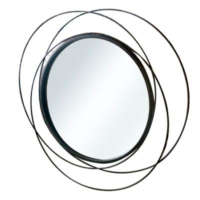 China Factory Direct Contemporary Modern Metal Hotel Decor Black Round Home Wall Mirror for sale