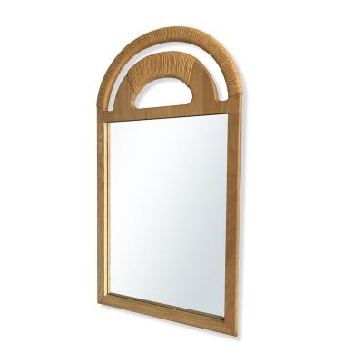 China New design Hot-selling factory modern home decoration mirror full length oak frame paper string arch mirror for sale