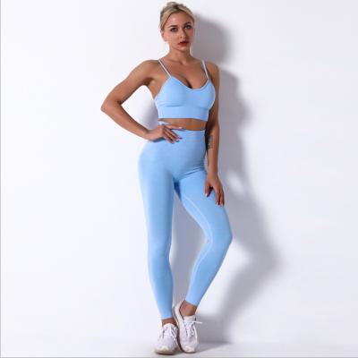 China Custom Hot Seamless Sexy Nude Workout Clothing Anti-Smell Gym Yoga Jogging Set Fitness For Women for sale