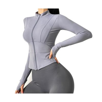 China Run-Tight Casual Nylon Jacket Autumn Winter Women Fitness Yoga Tops Sportswear Long Sleeve Anti-UV Female High Quality Zipper for sale