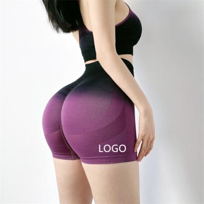 China 2021 Anti-Smell Gradient Yoga Shorts Women Fitness Hot-selling Cycling Yoga Shorts Gradient Seamless Women Sports Shorts Custom LOGO for sale