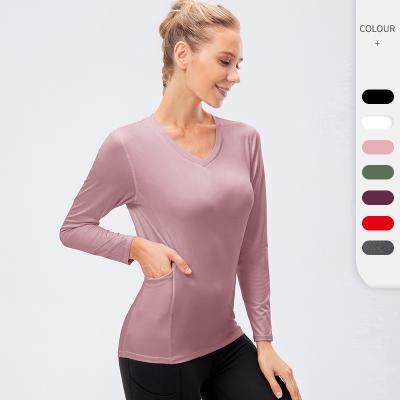 China Custom LOGO Women Plus Size Long Sleeve Fitness Wear T-shirts Girls Workout Sports Breathable Quick Dry Active Yoga Tops for sale