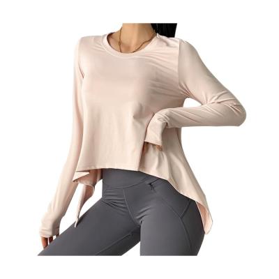 China Anti-Smell Casual Polyester Loose Bandage Yoga Shirts Women Long Sleeve Running Sports Quick Dry Breathable Wear Dance Fitness Top for sale