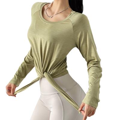 China Breathable Winter Workout Winter Workout Anti-odor Sports Crop Women Long Sleeve Yoga Shirts Thumb Hole Gym Seamless Top Fitness Running Top for sale