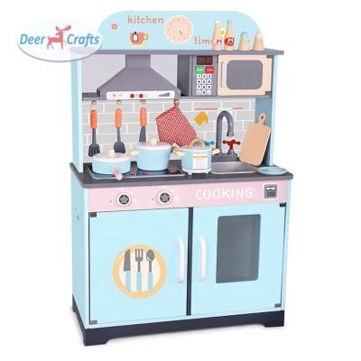 China New Design Kids Education Wooden Kitchen Toy with Accessories Role Play Set DC10650 for sale