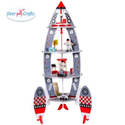 China Kids Education Customize Role Playing Spaceship Toy Wooden Space Rocket For Children DD12333 for sale