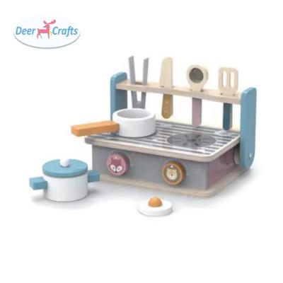 China New Set Top Children Education Design Game Kitchen Cooking Stove Role Play Wooden Toy For Toddlers DD10363 for sale