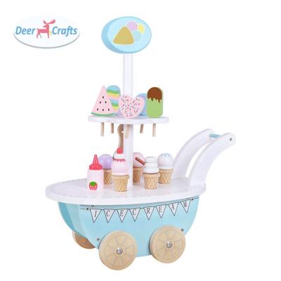 China Children Education Design New Pretend Ice Cream Car Wooden Handmade Creative Toy DA10127 for sale