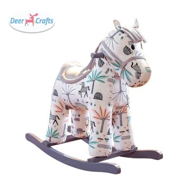 China To Train Kids Action Ability Baby Riding Horse Kids Cheap Rocking Baby Kids Wooden Toddler Rocking Horse Animal Toy DD16145 for sale