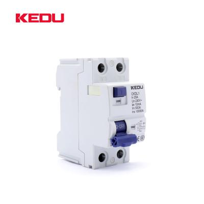 China KEDU 2P 25A Residual Current Circuit Breakers With VDE CB CCC CE Approved CKDL1-2P-25A for sale