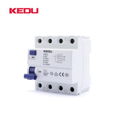 China KEDU 4P 40A Residual Current Circuit Breakers With VDE CB CCC CE Approved CKDL2-4P-40A for sale