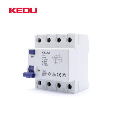 China KEDU 4P 100A RCCB Circuit Breakers with VDE CE Certificated CB CCC CKDL2-4P-100A for sale