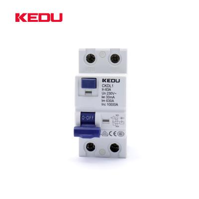 China KEDU Super Quality 2P 63A RCCB Residual Current Circuit Breakers With VDE CB CCC CE Approved Circuit Breaker for sale