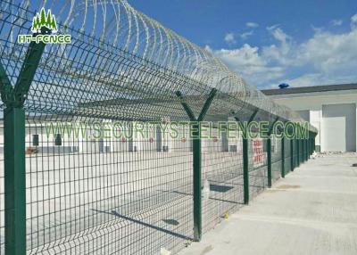 China Airport Anti - Aging Welded Mesh Fence , Green PVC Coated Wire Mesh Fencing for sale