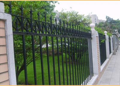 China Ornamental Pressed Spear Fence Panels Black Powder Coated For Institutions / Sports Stadiums for sale