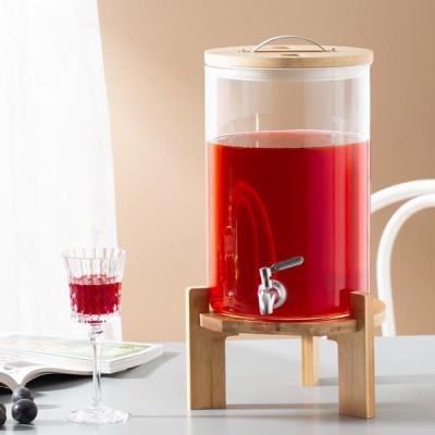 China Partei 8L 2 Gallonen-Getränk-Zufuhr-Borosilicat-Glas-Getränke-Automat mit Stand zu verkaufen