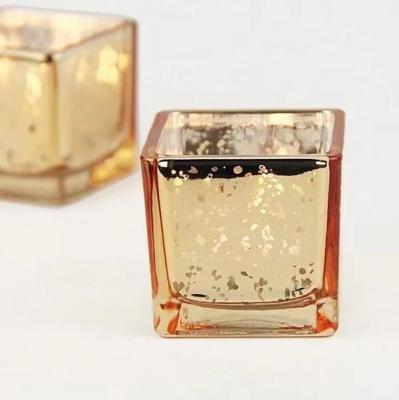 China Votive Colorful Tea Light Holders Square Mercury Colored Tea Light Candle Holders for sale