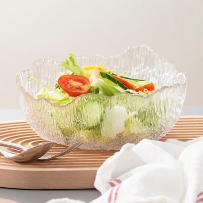 China Onregelmatig Crystal Clear Glass Serving Bowls 32 oz Buitengewoon brede Salade dieKom mengt Te koop