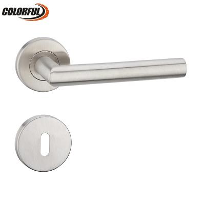 China Modern hot sale S03 L type stainless steel lever mortise interior door handle with key hole escutcheon for sale