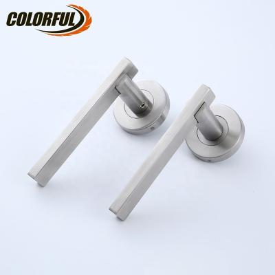 China Euro Style Hollow Commercial Grade Stainless Steel Lever Modern Door Handle For Wood Metal Steel Door for sale