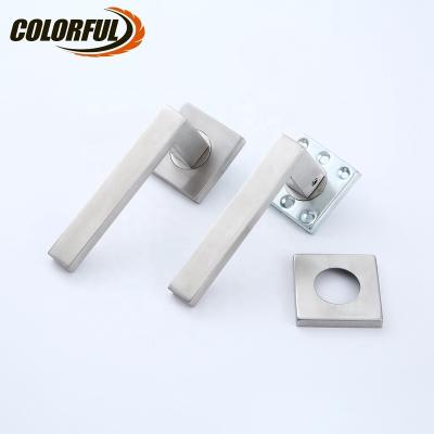 China Modern Hollow Lever Type Hardware Furniture Maker Stainless Steel Square Mounted Chrome Door Handle for sale