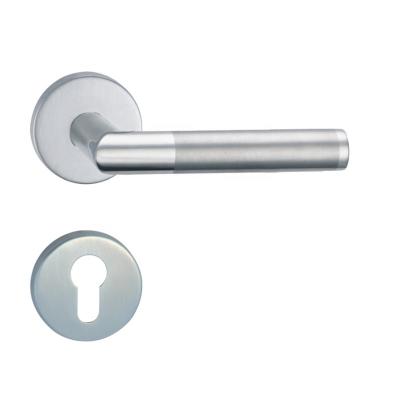 China Modern Brushed Solid Stainless Steel Furniture Hardware SS Furniture Hardware Security Lever Key Door Lock Handle Set for sale