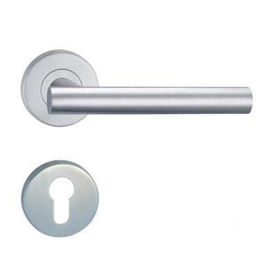 China OEM Modern Stainless Steel SS Tube Emergency Exit Lever Brushed Hollow Door Handle Lock Set for sale