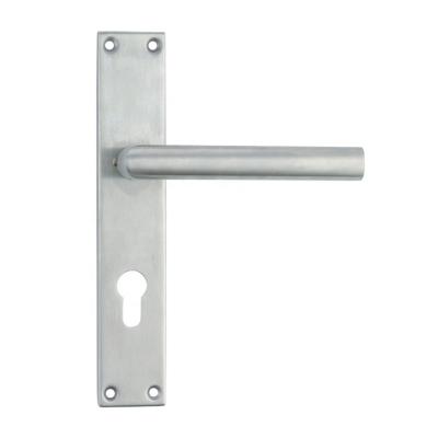 China New Modern Plate Design Furniture Hardware Stainless Steel Square Interior Door Lever Handle for sale