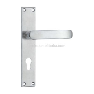 China Modern cavity stainless steel lever handle, Inox lever handle with plate, stainless steel door handle for sale