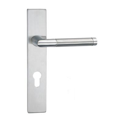 China Modern European Style Furniture Hardware Stainless Steel Plate Inox Lever Wooden Door Handle for sale