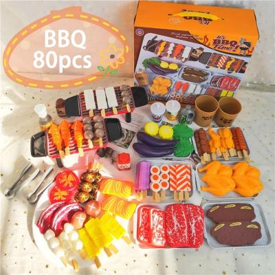 China Hot Sale 80pcs Educational BBQ Grill Kids Educational Toys Pretend Play Toy Kids BBQ Set Toy for sale