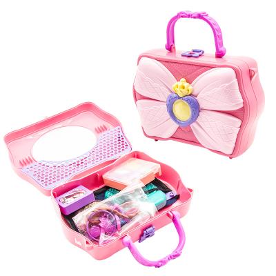 China Girl Toys Cosmetic Princess Toy With Bow Shape Set Makeup Case Handbags for sale