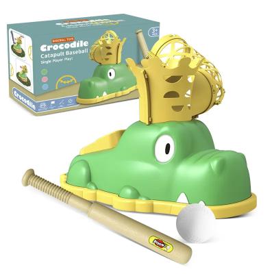 China Educational Children's Indoor Outdoor Sports Toys Catapult Baseball Bat Launcher Crocodile Baseball Coach Toy for sale