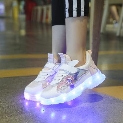 China Light Kids USB Rechargeable Casual Sneakers Kids Shape LED Light Walking Shoes Boy and Girl Sneakers with Led for sale