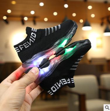 China Light Mesh Led Socks Sport Run Letter Baby Boys Sneakers Children Kids Sneakers Shoes Light Up Shoes for sale