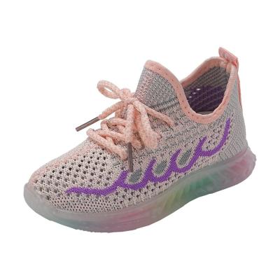 China New Arrival Anti-Slip Fly Knit With Shoe Lace Kids Running Shoes Boys Sneakers Kids Shoes Light Up Sneakers for sale