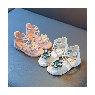 China 2021 New Summer Children's Anti-slippery Shoes Fashion Korean Version Little Princess Big Children Gently Flower Soled Roman Shoes for sale