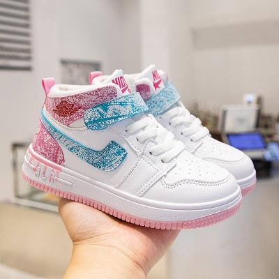 China 2021 high top Anti-slippery outdoor sports basketball shoes for kids sepatu basket sepatu untuk anak-anak for sale