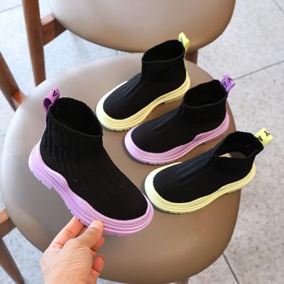 China 2021 summer new style flat girls boots stretch socks children Martin boots Korean kids boots shoes tend for sale