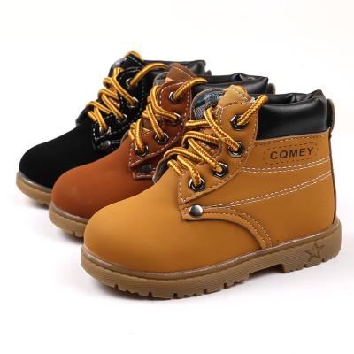 China Fashion Around 1-5 Years Children's Sport Shoes Lace Up Martin Leather Boots For Kids for sale