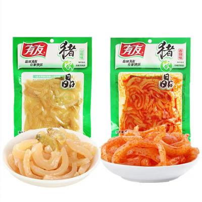 China Cooked You Pork Snack Cooked Pepper Pork Rinds Pickled Pepper Sour Crunch Flavor Mountain Casual Snacks Hot and Wholesale for sale