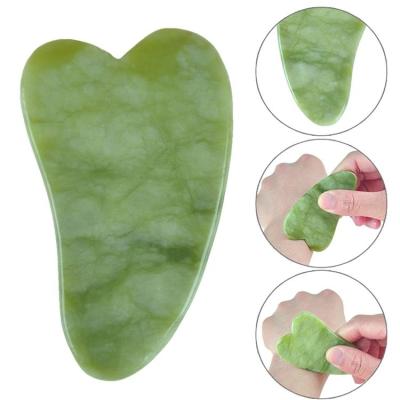 China Wholesale Custom Handheld Green Face Body Panel Massage Tool Jade Guasha Set Gua Sha Scraping Stone for sale