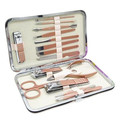 China Realong 15pcs Flexible Pink Mounted Steel Gold stainles Finger Nail Clipper Manicure Pedicure Set Nail Tools for sale