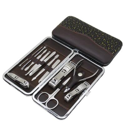 China 12pcs Men's Flexible High Quality Black Professional Pedicure Manicure Set With PU Bag for sale