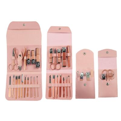 China Realong flexible 4piece to rosegold 16piece nail clippers pedicure pink manicure set for sale