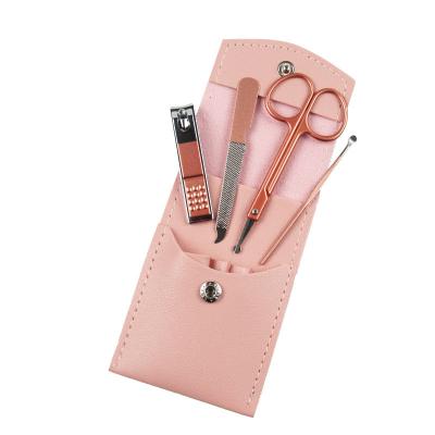 China Realong 4pcs Rose Gold Flexible Nail Clippers Professional Manicure Pedicure Set for sale