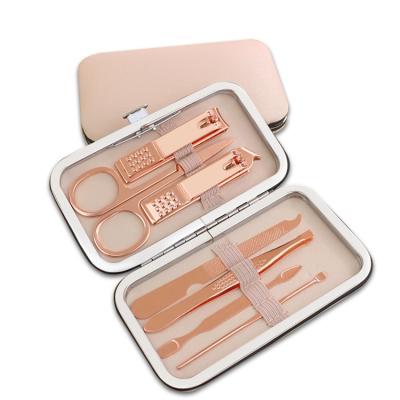 China Realong 5PCS 6PCS 7PCS Flexible Rosegold Rose Mounted Gold Nail Clippers Kit Manicure Pedicure Set for sale