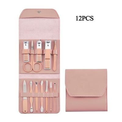 China New Hot Realong 12pcs Type Valley Stainless Steel Nail Clippers Flexible Rose Gold Pink Set for sale