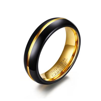 China CLASSIC Factory Mens Jewelry China Tungsten Wedding Bands Tungsten Rings Gold Black Plated 6mm for sale